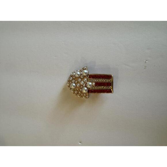 Vintage Popcorn Brooch with Pearls and Red Accents - Picture 1 of 4